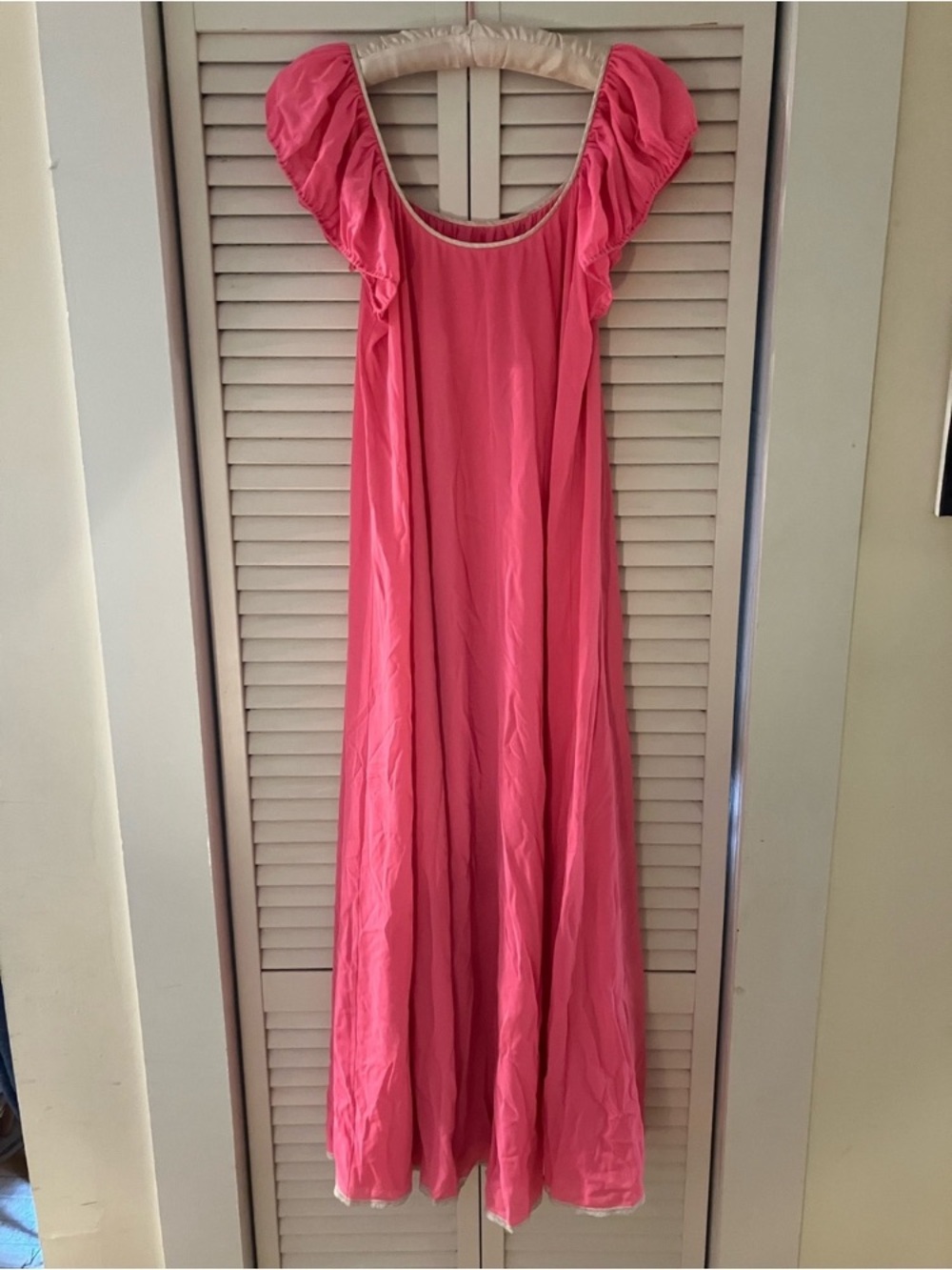 Lucie Ann Beverly Hills Claire Sandra Vintage Pink Mumu Maxi Dress Nightgown
